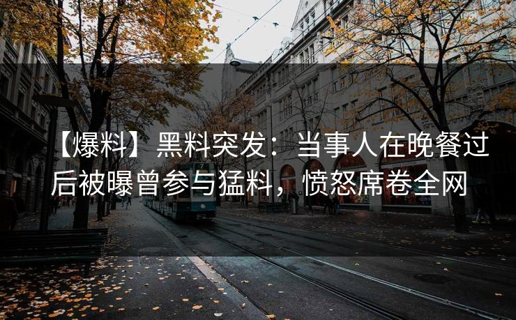 【爆料】黑料突发：当事人在晚餐过后被曝曾参与猛料，愤怒席卷全网