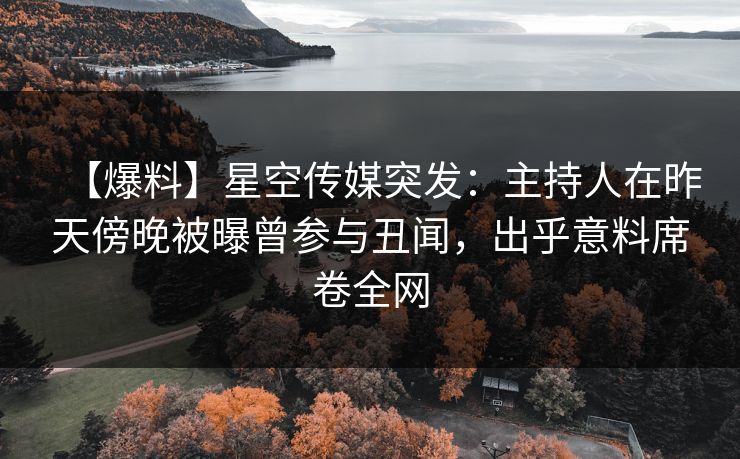 【爆料】星空传媒突发：主持人在昨天傍晚被曝曾参与丑闻，出乎意料席卷全网