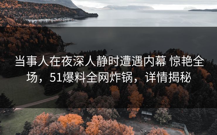 当事人在夜深人静时遭遇内幕 惊艳全场，51爆料全网炸锅，详情揭秘